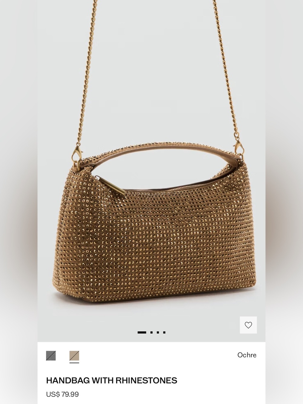 Mango Mini Top-Handle Bag in Metallic Gold Rhinestone clutch evening